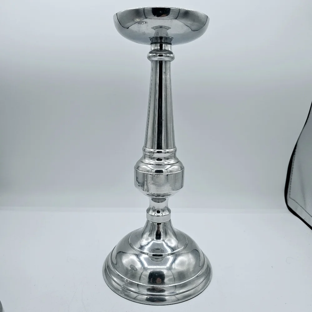Pottery Barn Gemma Silver Tone Pillar Candle Holders - set of two